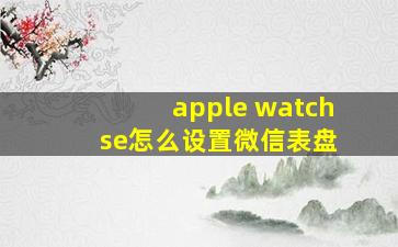 apple watch se怎么设置微信表盘